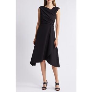 VINCE CAMUTO Ruched Asymmetric Laguna Crepe Dress Black